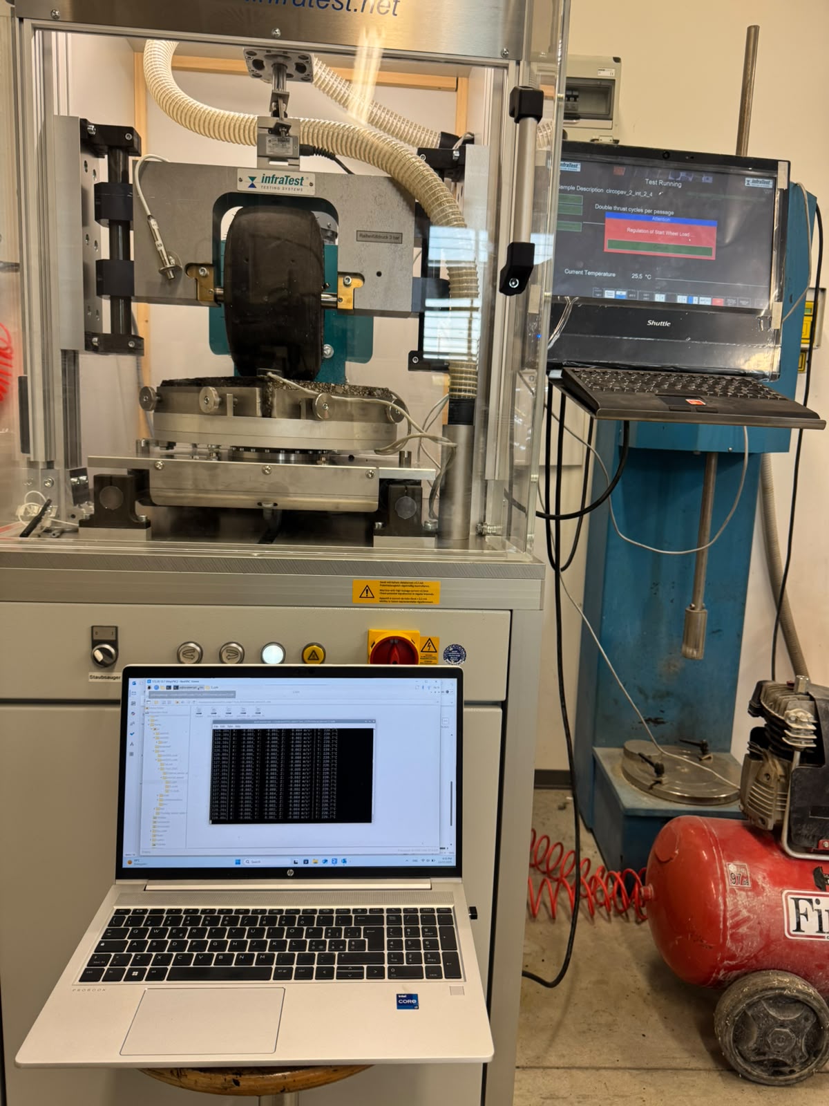 Scuffing test machine setup
